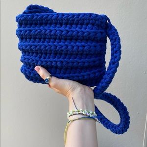 Crocheted bag with a long handle crossbody